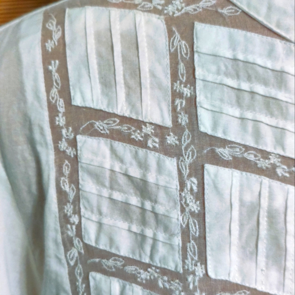 80s does Edwardian pin tuck White Cotton dress gown Mini  modest LG ▪️Lace - Picture 4 of 10